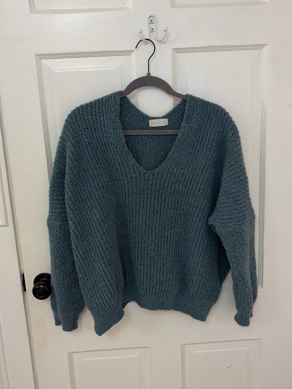Altar'd State Teal V-Neck Chunky Knit Sweater